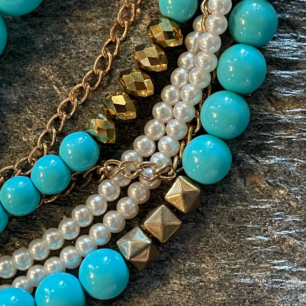 Twisted Layered Bead Statement Necklace - Picture 7 of 9